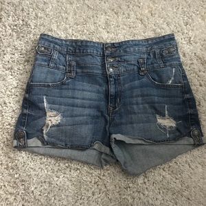 High waisted denim shorts